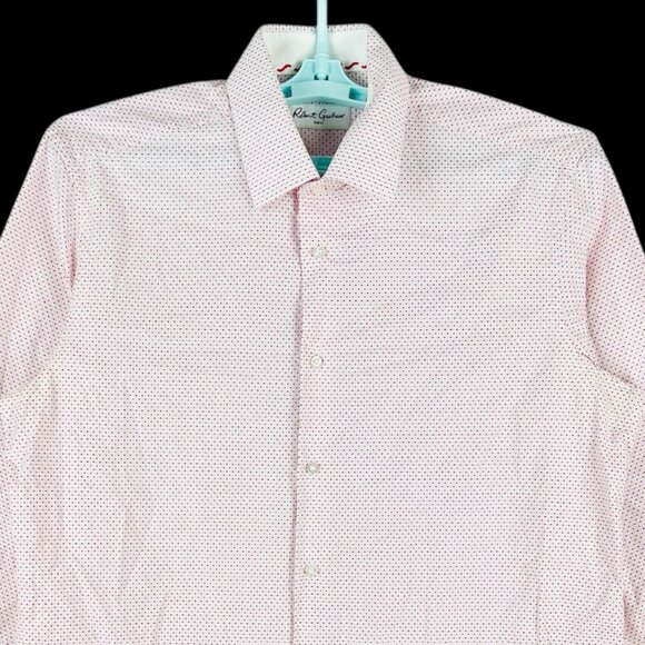 Robert Graham Men's Pink & White Long-Sleeve Button-Up Shirt Size 17 Collar - Picture 3 of 11